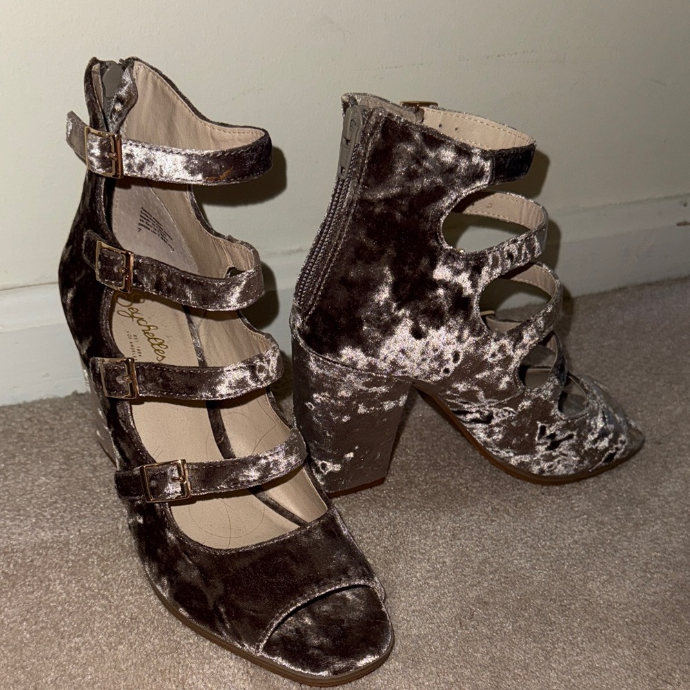 Seychelles Velvet Multi-Strap Heels